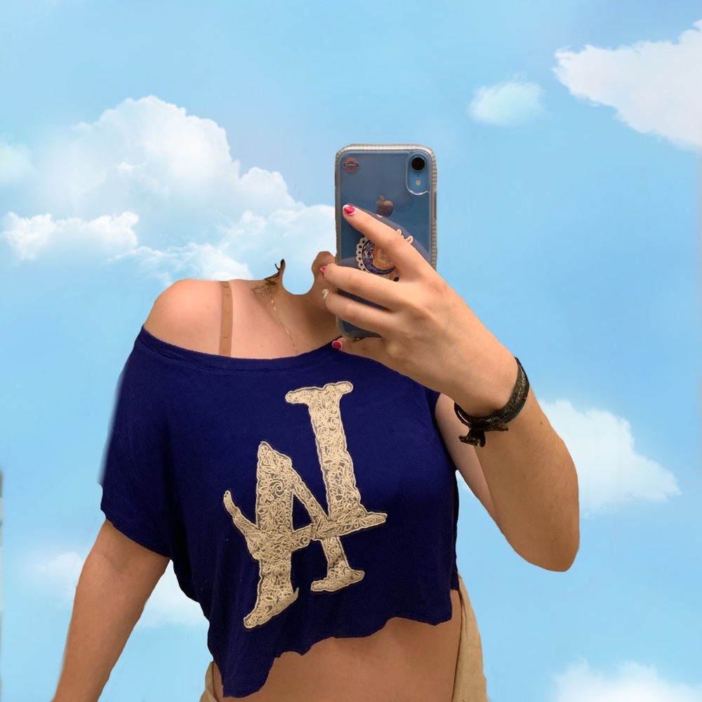 Soft blue LA crop top